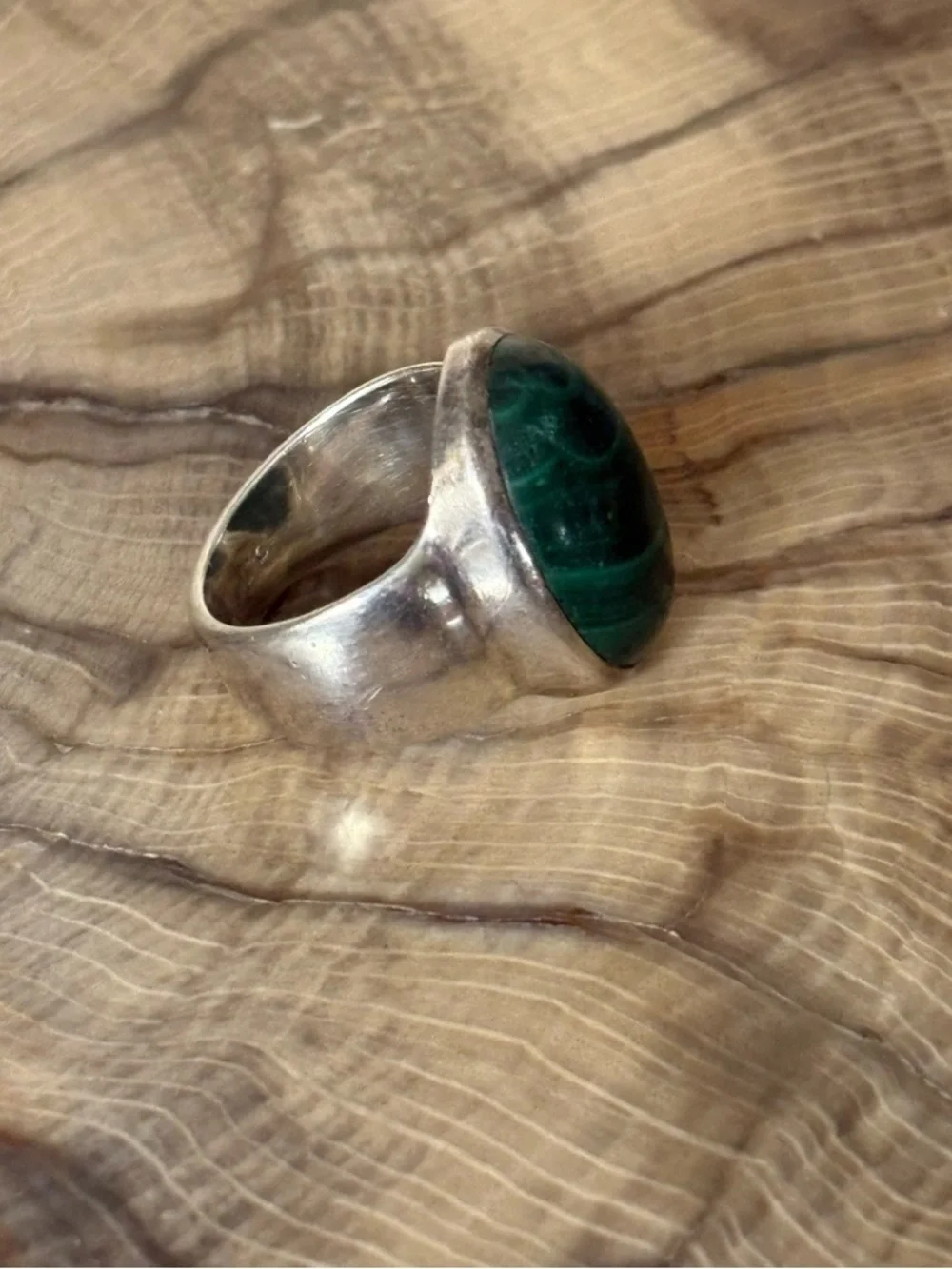 Malachite Sterling Silver Statement Ring